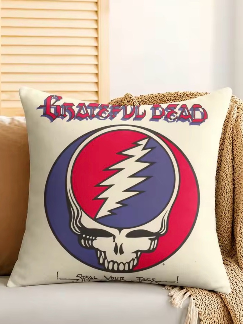 Grateful Dead Cushion Cover Short Plush Dust proof Sofa Pillow Case Home Decor